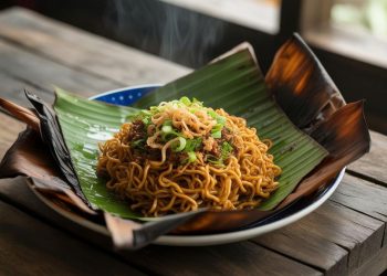 Resep Mie Goreng Bakar dengan Daun Pisang yang Aromanya Smoky