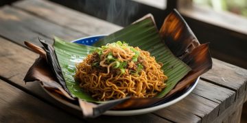 Resep Mie Goreng Bakar dengan Daun Pisang yang Aromanya Smoky